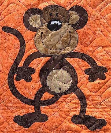 Monkey Applique Pattern Free, Monkey Quilt, Reindeer Costume, Thanksgiving Break, Baby Quilt Patterns, Jungle Baby, Craft Day, Thread Painting, My Sewing Room