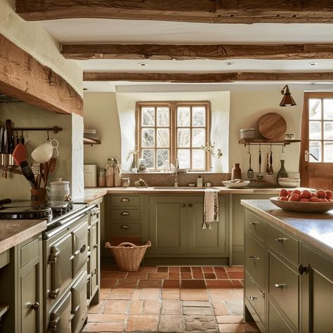 The One English Countryside Color Palette That Will Make Your Home Look Stunning | by Edward George London | Medium Cottage Style Homes Interior Kitchen, Farmhouse Green Decor, English Cottage Foyer, 1940s Cottage Interior Design, English Colonial Decor, English Country Cottage Kitchen, English Cottage Kitchen Inspiration, Traditional English Interior Design, English Decor Traditional