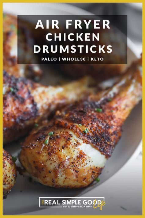 Air Fryer Drumsticks, Air Fryer Chicken Drumsticks, Air Fryer Recipes Chicken Wings, Crispy Air Fryer Chicken, Air Fryer Fried Chicken, Paleo Dishes, Whole30 Keto, Air Fryer Recipes Chicken, Air Fryer Dinner Recipes