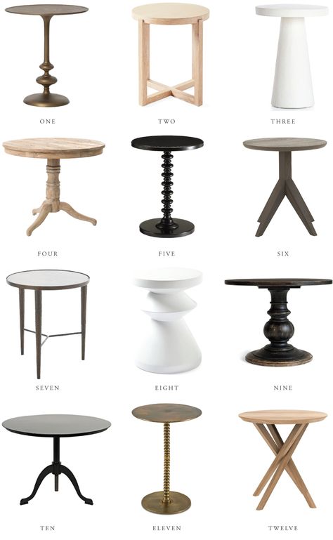 I've got a big roundup of my favorite side tables on the blog today. I'm sharing side tables of varying price points and finishes (wood, brass, plaster, etc.). It's a great post if you're looking to add an accent piece to your living room, or anywhere else in your home! Click over to read on rachaelzarda.com. Large Round Side Table Living Room, Large Round End Tables Living Room, Table Between Two Club Chairs, Transitional Side Table, Round Side Table Decor Living Room, Round Side Table Decor, Livibg Room, Round Side Table Living Room, Side Table Decor Living Room