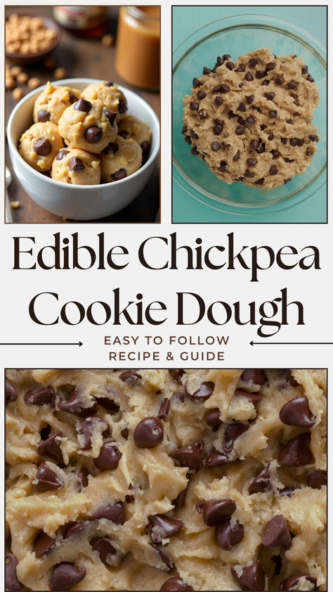 This edible chickpea cookie dough recipe is a game-changer! Made with creamy peanut butter, maple syrup, and dark chocolate chips, it's the perfect healthy edible cookie dough treat you can enjoy guilt-free. Packed with protein from chickpeas, it's smooth, sweet, and ready in just 9 minutes. No baking required! Trust me, you'll want to eat this chickpea cookie dough straight from the bowl! Full Recipe At Dealiciousness.net  #HealthySnacks Chickpea Chocolate Chip Cookie Dough, No Sugar Chocolate Chip Cookies, Chickpea Cookies Chocolate Chip, Edible Cookie Dough Recipe Healthy, Cookie Dough Chickpea, Macro Treats, Healthy Edible Cookie Dough, Chickpea Chocolate Chip Cookies, Peanut Butter Maple Syrup