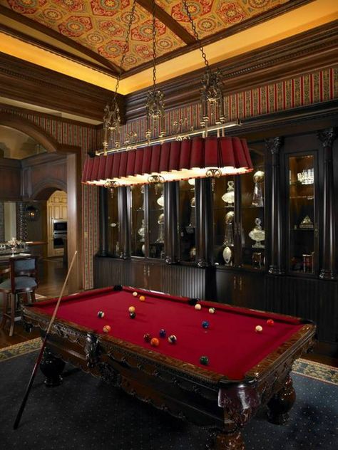 Designing a game room or man cave? Take a look at these 5 luxury game room design ideas and be inspired! #luxuryhomes #gameroom #gameroomdecor #luxuryinteriors #homedecor Rustic Pool Table Lights, Pool Table Rooms, Luxury Game Room, Garage Game Rooms, Game Room Lighting, Wooden Pool, Pool Table Room, Game Room Basement, Game Room Bar