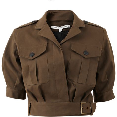 Veronica Beard Fleet Military Jacket ($550) ❤ liked on Polyvore featuring outerwear, jackets, shirts, tops, coats, cropped army jacket, cotton jacket, brown military jacket, cotton military jacket and brown cropped jacket Army Field Jacket, Cropped Military Jacket, Minimalist Capsule Wardrobe, Army Jacket, Fashionista Clothes, Brown Jacket, Field Jacket, Veronica Beard, Cropped Jacket