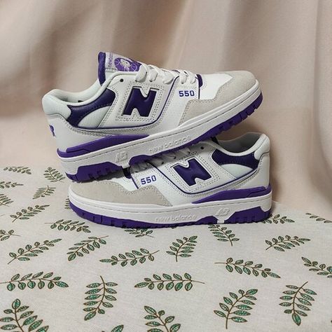 New Balance 550 White/Purple Shoes New Balance 992, New Balance 550 White, Reflective Shoes, New Balance White, Balance 550, Shoes New Balance, Red Trench Coat, Purple Shoes, Pleated Shorts