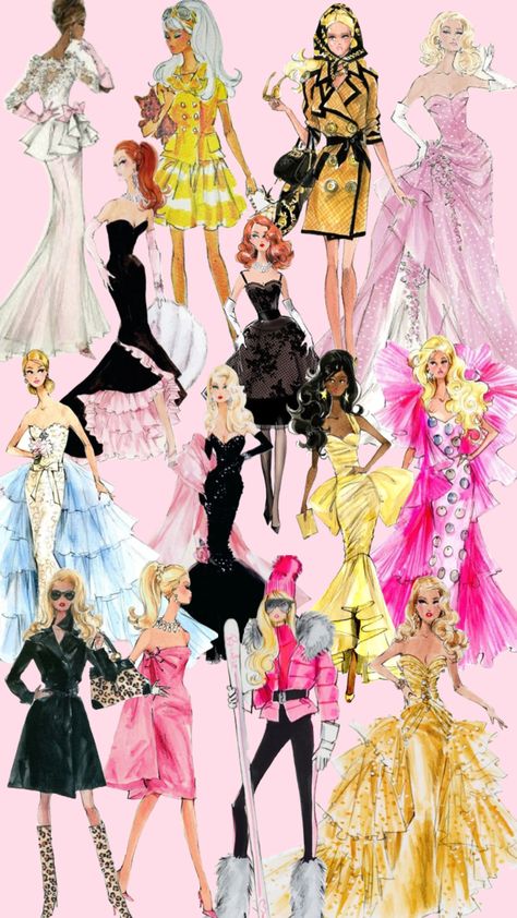 #robertbest #barbie #vintage #wallpaper #pink Pretty Wall Art, Barbie Fashion Sketches, Barbie Books, Barbie Drawing, Fashion Illustration Vintage, Christmas Barbie, Im A Barbie Girl, Fashion Barbie, Wallpaper Pink