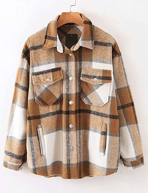 Jackets Style, Mode Kimono, Plaid Shacket, Plaid Shirts, Flannel Jacket, Plaid Jacket, Women's Coats & Jackets, Casual Streetwear, Looks Style