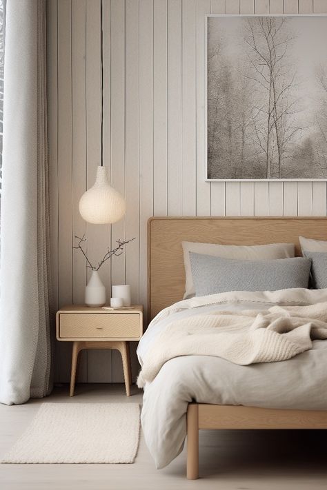 Scandic Interior Bedroom, Scandinavian Carpet Bedroom, Long Lamps Bedrooms, Muji Condo, Muji Bedroom Design, White Wooden Room, Light Wooden Bedroom, Muji Style Bedroom, Nordic Bedroom Scandinavian