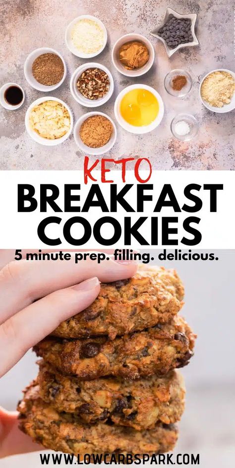 Keto Breakfast Cookies, Low Carb Oatmeal, Keto Oatmeal, Breakfast Cookie Recipe, Breakfast Cookies Healthy, Cookies Soft, Cookies Easy, Oat Cookies, Low Carb Breakfast Recipes