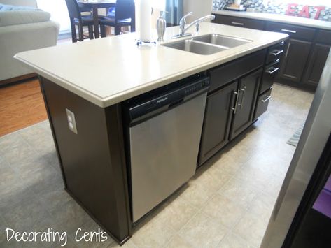 Decorating Cents: Where's The Dishwasher? Island With Sink And Dishwasher, Kitchen Island With Sink And Dishwasher, Island With Sink, Sink And Dishwasher, Kitchen Island With Sink, Kitchen Island Cabinets, Sink In Island, Ikea Kitchen Island, Custom Kitchen Island