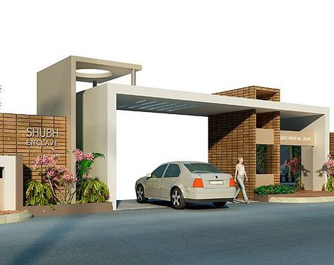 Condominium Entrance, Gate Wall Design, Gate Designs Modern, Modern Gate, House Main Gates Design, Entrance Gates Design, Carport Designs, Modern Villa Design, Main Gate Design