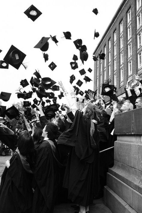 Graduation Ceremony, Black And White, White, Black