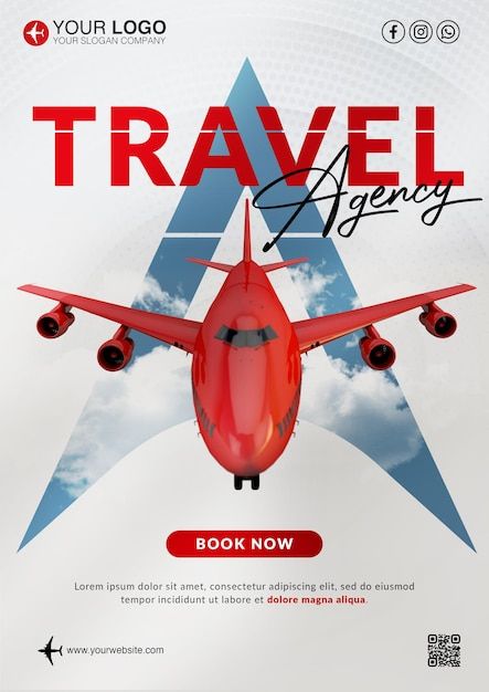 Travel agency poster template | Premium Psd #Freepik #psd #airplane #vacation #sale #business Travel Agency Poster, Airplane Poster, New Year Post, Corporate Brochure Design, Service Trip, Travel Agency, Business Flyer, Poster Template, Brochure Design