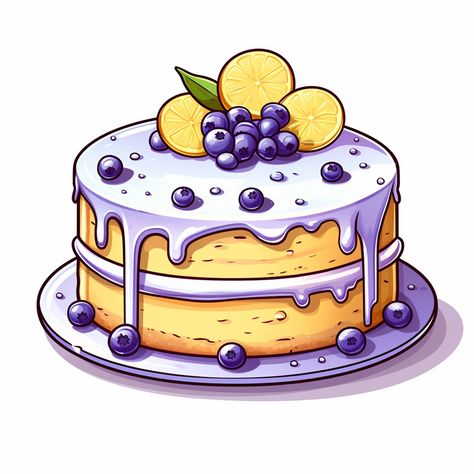 Download Vector by following the link Lemon Lavender Cake, Birthday Cake Illustration, Chocolate Peanut Butter Recipes, Desserts Drawing, Lavender Cake, Cake Drawing, Food Artwork, Food Cartoon, Food Clipart