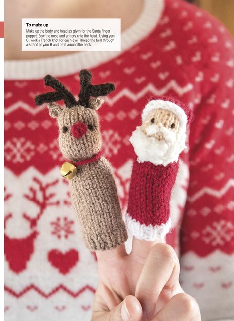 Christmas Knitting Projects, Knitted Christmas Decorations, Knitted Dolls Free, Finger Puppet Patterns, Christmas Knitting Patterns Free, Christmas Knit, Puppet Patterns, Christmas Knitting Patterns, Love Christmas