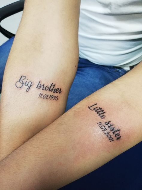 Matching Tats Brother And Sister, Tattoo Designs Brother And Sister, Sister Tattoos For Brother, Small Matching Tattoos For Brother And Sister, Lil Brother Tattoos, Tattoos To Get With Your Brother, Brother Brother Tattoo, Matching Tattoo Ideas For Cousins, Small Brother Sister Tattoo