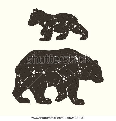 Constellations Illustration, Vector Prints, Ursa Major Constellation, Astronomy Tattoo, Ursa Minor, Constellation Tattoo, The Constellations, Bear Tattoos, Family Stickers