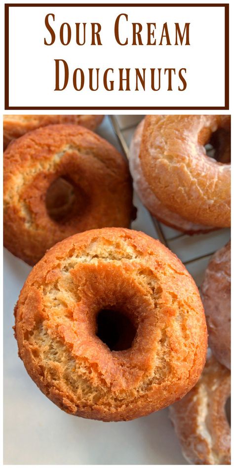 Sour Cream Doughnut Recipe, Sour Cream Donuts Old Fashioned, Baked Sour Cream Donut Recipe, Sour Cream Donuts Recipe, Beignets Cuits, Sour Cream Donut, Indulgent Recipes, Doughnut Recipe Easy, Cake Donuts Recipe