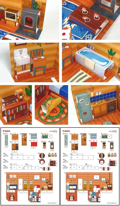 Origami Templates Free Printable, Paper Houses Diy, Pop Up Book Template, Paper Toy Design, Pop Up House, 3d Paper Houses, Paper Models House, Diy Pop Up Book, Paper Dollhouse