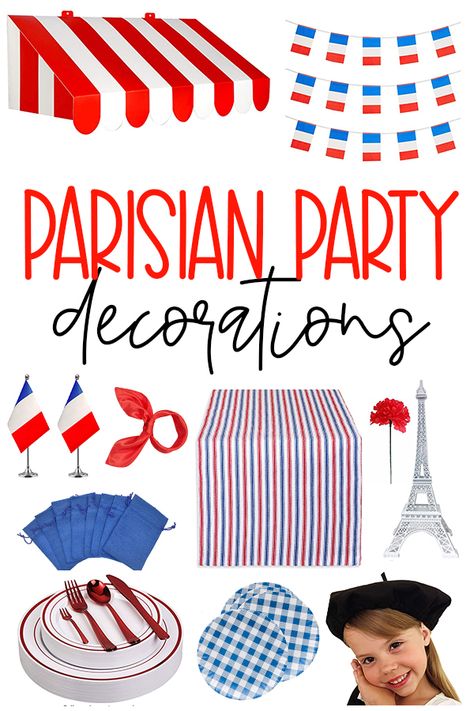 Parisian Party Decorations on Love The Day French Day Decoration, France Party Decorations, French Decorations Party, France Party Theme, France Themed Party, French Party Decor, French Party Decorations, French Themed Birthday Party, French Themed Birthday