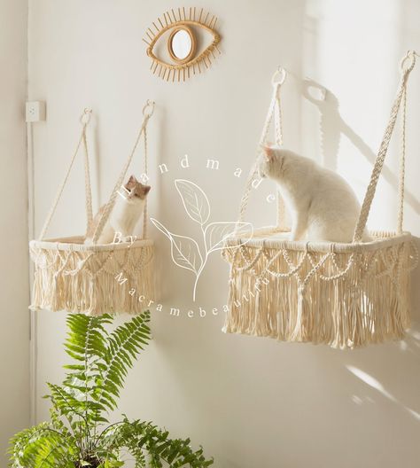 Cat Wall Furniture Modern Cat Furniture 1 Tier Cat Shelf Macrame Cat Hammock Cat Tree Cat Wall Tower, Hanging Cat Bed, Cat Lover Gifts - Etsy Australia Hanging Cat Bed, Macrame Cat Hammock, Cat Shelf, Macrame Feathers, Cat Wall Shelves, Modern Cat Furniture, Cat Wall Furniture, Wall Furniture, Cat Perch