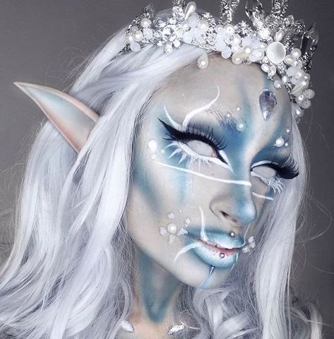 Ice Makeup, Ice Queen Makeup, Xmas Makeup, Creepy Halloween Makeup, Makeup For Blondes, Beauty Logo Design, Fairy Makeup, Elf Makeup, Sfx Makeup