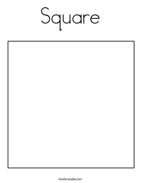 Square Coloring Page - Twisty Noodle Square Coloring Page, Square Preschool Activities, Square Worksheets Preschool, Rhino Craft, Square Worksheet, Root Words Activities, Subbing Ideas, Early Preschool, Square Craft