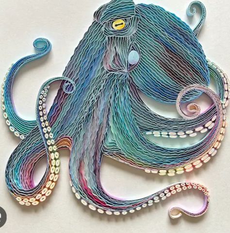 Quilling Octopus, Paper Quilling Patterns, Quilling Patterns, Quilling Designs, Paper Quilling, Octopus, Handmade Gift, Wall Art, Unique Jewelry