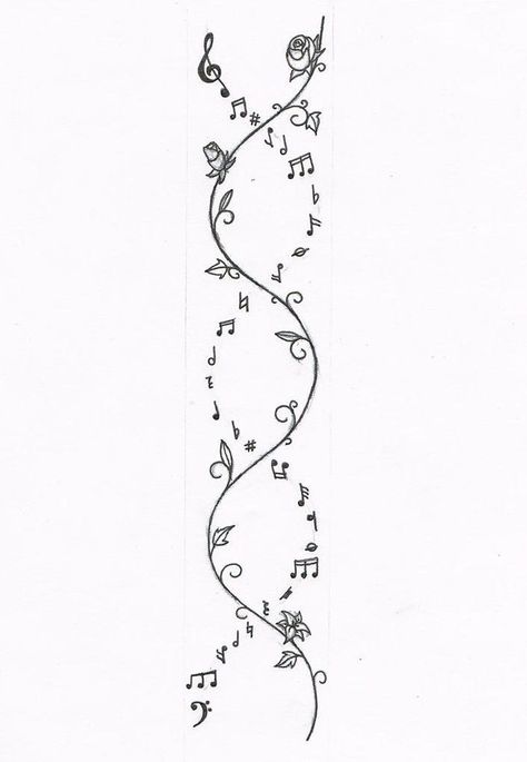 Vines Tattoo, Dna Tattoo, Music Notes Tattoo, Tattoo Music, Music Tattoo Designs, Note Tattoo, Vine Tattoos, Music Tattoo, Tattoo Feminina