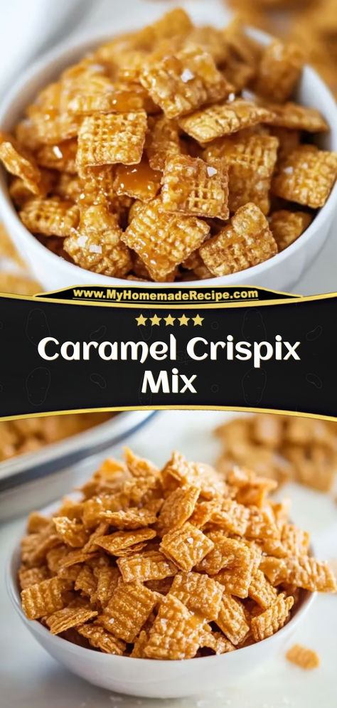 Sweet, crunchy, and utterly addictive, this Caramel Crispix Mix is the perfect snack for parties or cozy nights at home. With a buttery caramel coating and a crunchy texture, it's sure to be a crowd-pleaser!

Ingredients:

6 cups Crispix cereal
1 cup unsalted butter
1 cup brown sugar
1/4 tsp baking soda
A caramel-coated snack that's simple, sweet, and irresistible Caramel Crispix Snack Mix Recipe, Caramel Crispix Recipe Microwave, Sweet Crispix Recipes, Party Mixes Snacks, Crispix Caramel Crunch, Cereal Candy Recipes, Caramel Chex Mix Recipes Oven, Crispix Recipes, Caramel Chips Recipes