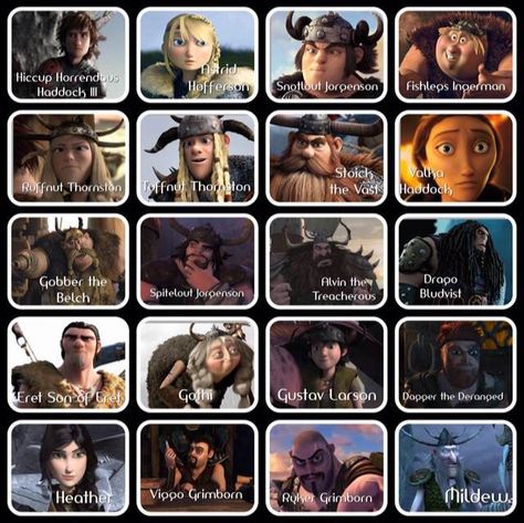 HTTYD characters How To Train Your Dragon Characters, Httyd Wedding, Httyd Fan Species, Httyd Quotes, Httyd Characters, Dragon Classes Httyd, The Nine Realms Httyd, Dragons Httyd, Httyd End Credits