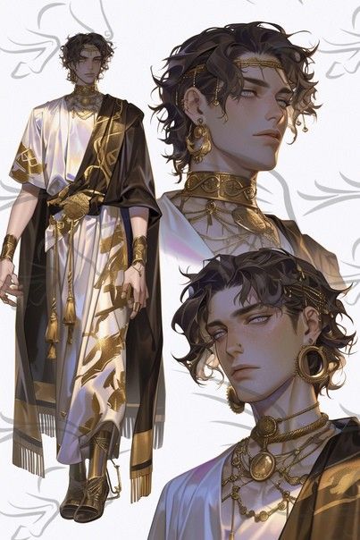 Male Corset Drawing, Priest Outfit Aesthetic, Hades Outfit Aesthetic, Male God Outfit, Arab Character Design, Egyptian Character Design Male, Roman Character Design, Arabic Character Design, Greek Character Art