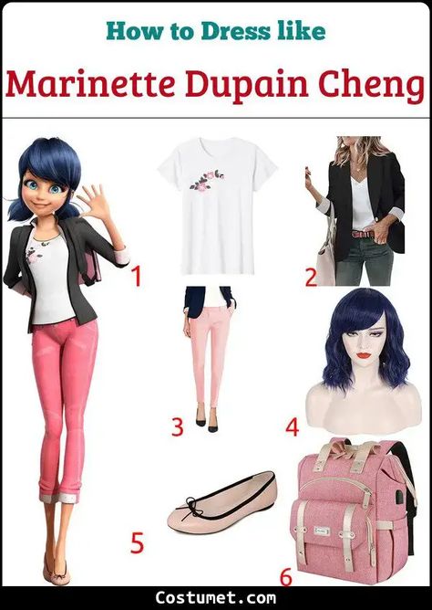 Marinette Dupain-Cheng (Miraculous) Costume for Cosplay & Halloween 2023 Miraculous Costume Ideas, Marinette Outfit, Marinette Costume, Miraculous Costume, Miraculous Ladybug Costume, Monster High Cosplay, Costume Guide, Ladybug Costume, Pink Ballet Flats