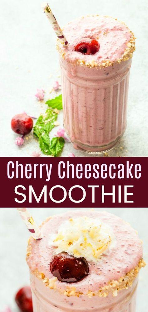 Cherry Smoothie Recipes, Healthy Smoothie Recipe, Cheesecake Smoothie, Healthy Treats Recipes, Almond Smoothie, Healthy Cheesecake, Cherry Smoothie, Gluten Free Breakfast, Creamy Smoothies