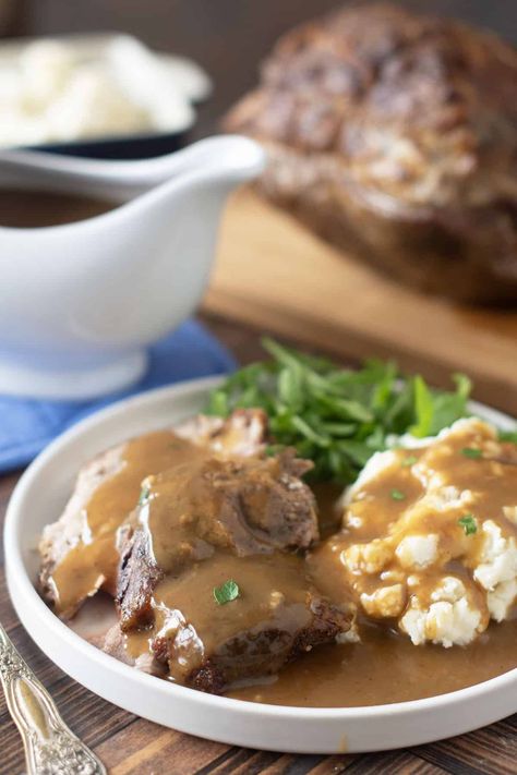 Homemade Pork Gravy - COOKtheSTORY Homemade Pork Gravy, Pork And Mashed Potatoes, Pork Gravy Recipe, Pork Roast With Gravy, Pork Gravy, Easy Baked Pork Chops, Pork Loin Roast Recipes, How To Make Gravy, Dinner Favorites