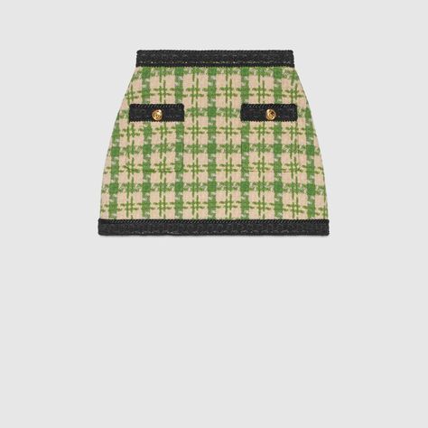 Houndstooth Mini Skirt, Shop Gucci, Gucci Skirt, Mini Skirt Style, Short Pollera, Gucci Women, Tweed Mini Skirt, Gucci Fashion, White Houndstooth