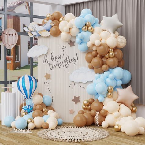 PRICES MAY VARY. Travel around the world themed balloons includes: This first adventure themed balloon arch kit includes 156 pcs balloons with blue hot air balloon, star foil balloon; This retirement party decoration kit also includes 1 x 16.4 ft balloon tape and 1 roll of dot glue; These stylized balloons will help you complete a unique and exquisite party decoration Suitable for many occasions: This teddy bear themed balloon arch kit can help you to decorate for different themed parties; This Around The World Balloon Arch, Adventure Themed First Birthday, Hot Air Balloon Themed Birthday Party, Airplane Balloon Arch, Baby Shower Ideas Themes Boy, Baby Shower Hot Air Balloon Theme, Welcome To The World Baby Shower Theme, Boy Baby Shower Themes Unique, Hot Air Balloon Birthday Theme