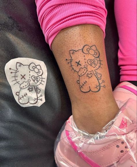 Like Work Tattoo Ideas, Drawn Tattoo Ideas, Marker Tattoos, Tattoo Chart, Hello Kitty Tattoo, Kitty Tattoo, Hand Tattoos For Girls, Cute Hand Tattoos, Pretty Hand Tattoos