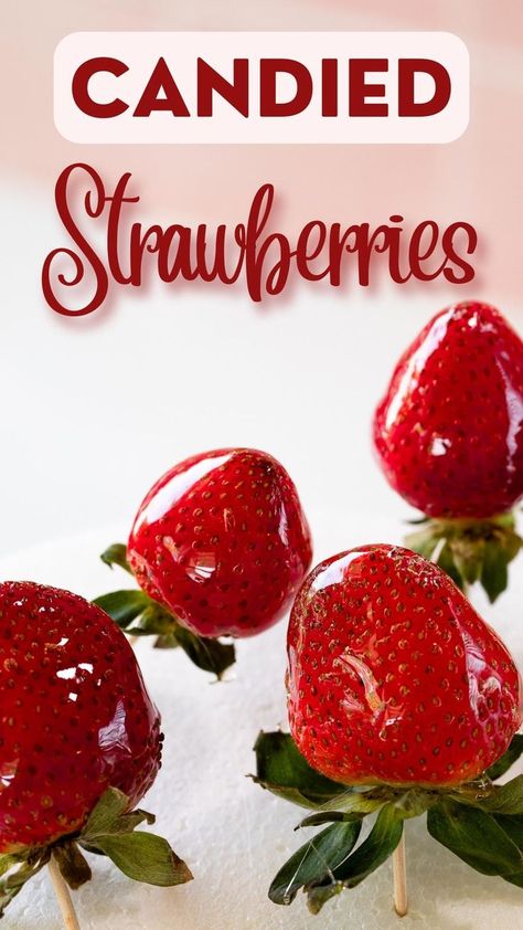 candied strawberries on toothpicks Candied Strawberries Recipe, Candied Strawberries, Candied Fruit Recipes, Fruit Kabobs, Appetizers Easy Finger Food, Candy Recipes Homemade, Candied Fruit, Fruit Dishes, Food Garnishes