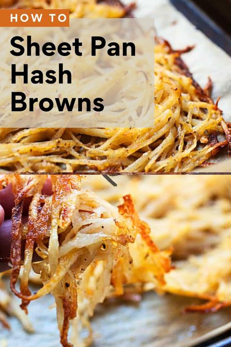 After much experimentation, this is the easiest and most failsafe way to make perfectly crispy (and flavorful) hash browns in the oven on a single sheet pan! You'll never stress over soggy potatoes again. | crunchtimekitchen.com #breakfast #hashbrowns #potatoes #crispy #sheetpan #breakfastrecipes #hashbrownrecipes Oven Hashbrowns, Easy Hashbrowns, Potatoes Crispy, Breakfast Hashbrowns, Sweet Potato Toast, Hashbrown Recipes, Recipes With Few Ingredients, Potato Recipes Side Dishes, Quick Breakfast Recipes