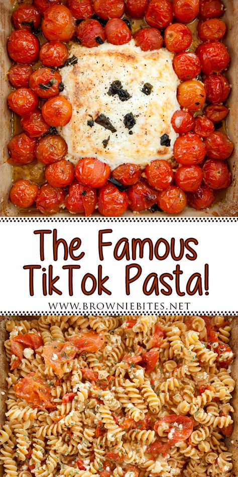 Tick Tick Pasta, Tiktok Cherry Tomato Feta Pasta, Feta Cheese Tomato Pasta Tiktok, Block Feta Tomato Pasta, Pasta Cheese Tomato Bake, Cherry Tomato Feta Cheese Pasta, Pasta Dish With Cherry Tomatoes, Fera Tomato Pasta, Tik Tok Cherry Tomato Pasta