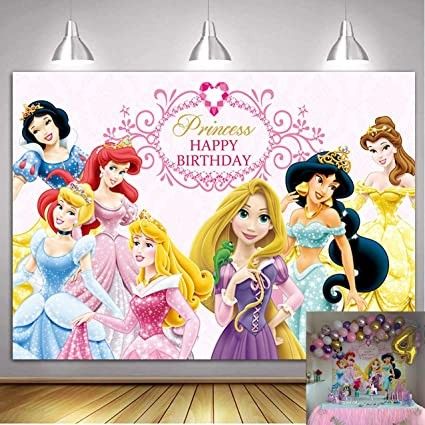 Disney Princess Backdrop, Happy Birthday Disney Princess, Disney Princess Party Supplies, Bday Plans, Princess Backdrops, Happy Birthday Disney, Princess Jasmine Birthday, Party Theme Decorations, Sofia Party