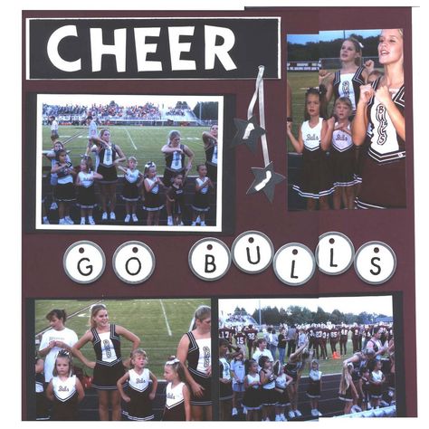 Cheer - Scrapbook.com Senior Scrapbook Ideas, Senior Year Scrapbook, School Memories Scrapbook, Senior Posters, Senior Night Posters, Graduation Scrapbook, Scrapbooking Sports, School Scrapbook Layouts, Yearbook Layouts