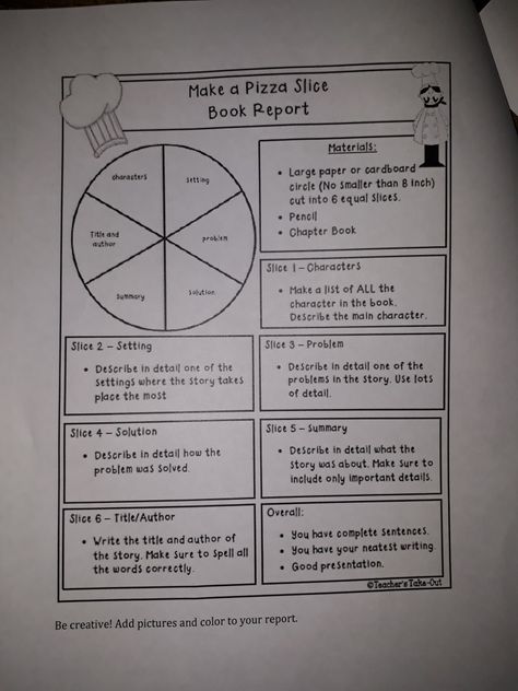 make a pizza slice book report Pizza Book Report Project, Pizza Box Book Report, Pizza Book Report, Biography Activity, Book Report Template, Make A Pizza, Book Reports, D Book, Pizza Box