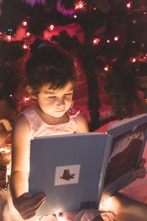 Photo With Book, Christmas Toddler, Under The Christmas Tree, Toddler Photos, Book Christmas, Under The Tree, Christmas Photoshoot, Toddler Christmas, Cool Poses