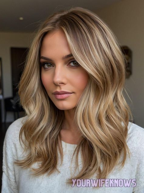 Natural Roots Balayage, Summer Hair Color For Dirty Blonde, Perfect Blonde Hair Highlights, Summer Hair 2024 Bronde, Shades Of Blonde Balayage, 2024 Blonde Balayage, Styling Baby Hair, Blended Bronde Balayage, Blond Foilayage