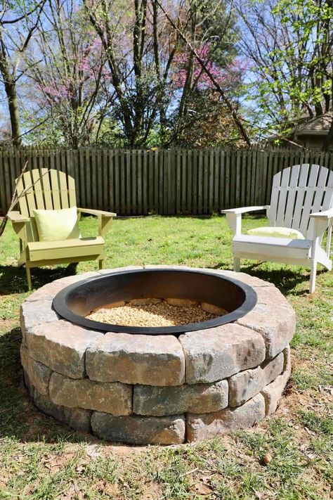 How to Build a DIY Fire Pit With Gravel, Stones, and Walkway Stone Firepits Backyard, Fire Pit With Gravel, Stone Firepits, Easy Diy Fire Pit, Gravel Fire Pit, Firepits Backyard, Build A Fire Pit, Clematis Trellis, How To Build A Fire Pit