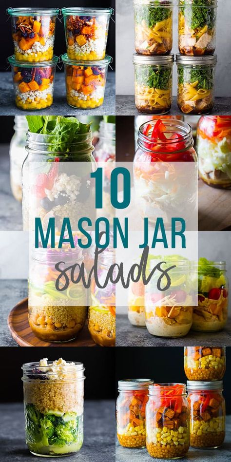 Jar Salad Ideas, Jar Salad Recipes, Mason Jar Meal Prep, Mason Jar Lunch, Sweet Peas And Saffron, Meal Prep Lunches, Mason Jar Salads, Salad Jar Recipe, Jar Salads