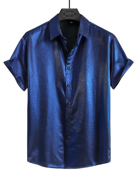 Royal Blue Shirt Outfit, Satin Shirt Men, Silk Shirt Outfit, Silk Shirt Men, Royal Blue Shirts, Satin Shirts, Shirt Outfit Men, Mens Outfit Inspiration, Men Shirts