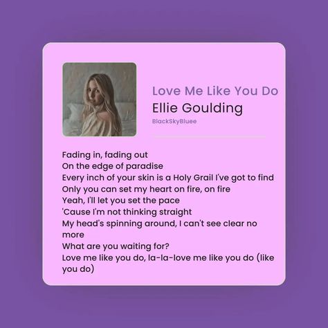 Love Me Like You Do >: Ellie Goulding . . . . . . #blackskybluee #lovemelikeyoudo #elliegoulding #lovemelikeyoudosong #elliegouldinglovemelikeyoudo #englishsongs #englishlyrics #lyrics #lyrical Love Me Like You Do Lyrics, Journal Printables Free, Waiting For Love, Printables Free, Ellie Goulding, Love Me Like, Fade Out, I Like You, Fire Heart