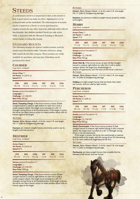 DnD 5e Homebrew — Mounted Combat Part 2... Dnd Rules, Homebrew 5e, Homebrew Monsters, Dungeons And Dragons Rules, Dnd Stats, Dnd Homebrew, Dnd Campaign, Dungeon Master's Guide, Dungeons And Dragons 5e